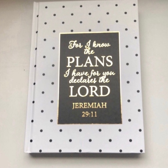 New Journal Hardcover White,Black & Gold Bible Verse Blank Lined Page Book - Picture 1 of 7